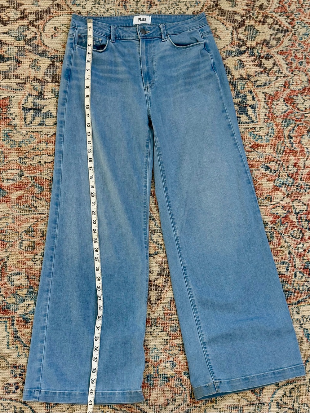 PAIGE Genesee Wide Leg Jeans 29 Ethel Light Wash High Rise Stretch Denim - Picture 11 of 14